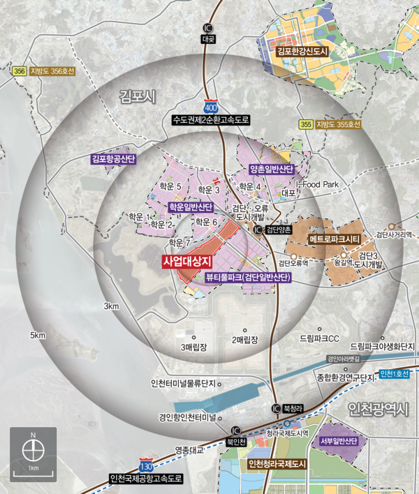 강소연구개발특구 생산거점지구(검단2일반산업단지) 특구개발사업 위치도. iH 포토