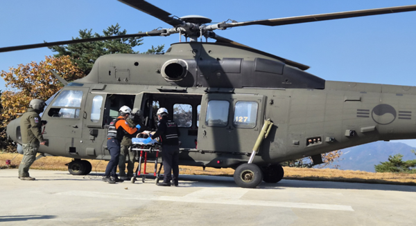 메디온 헬기 합동훈련. 소방본부 제공