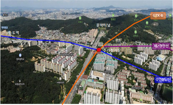 GTX-B 추가 정거장 항공사진. 인천시 포토