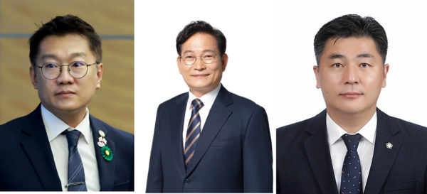 왼쪽부터 김남준 대통령실 대변인, 송영길 소나무당 대표, 윤대기 변호사. 인천뉴스